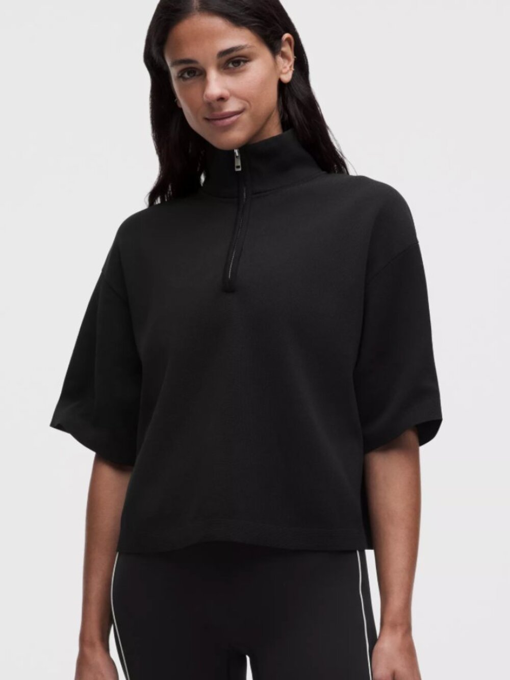 NWT Lululemon Structured Knit 1/2 Zip Short-Sleeve in Black - size L